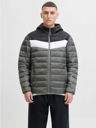 Jack & Jones Steppjacke in Mittelgrau, Größe XXL - Stylische Herren Steppjacke mit Kapuze, ideal für den Alltag. Die leichte Wattierung sorgt für angenehme Wärme, während die praktischen Eingrifftaschen Platz für wichtige Kleinigkeiten bieten.