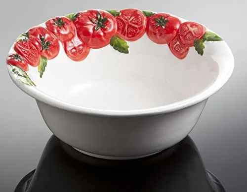 Bassano Ausgefallene italienische Keramik runde Tomaten Salat-Schüssel-Schale 