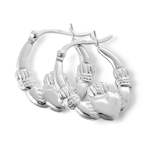 Sterlingsilber Claddagh 17mm Creolen Ohrreifen 925