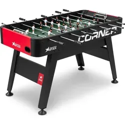 Hop-Sport Kickertisch Corner – Stabiler Tischfußball für Jung und Alt - Kicker Tisch für Kinder und Erwachsene, besonders stabil und robust, mit ergonomischen Anti-Rutsch-Griffen und verbessertem Spielfelddesign für optimale Kontrolle.