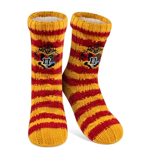 United Labels Harry Potter Kuschelsocken für Damen, Orange Rot, OneSize 38-43, flauschige Stoppersocken mit Sherpa Futter, warme Socken, Hüttensocken