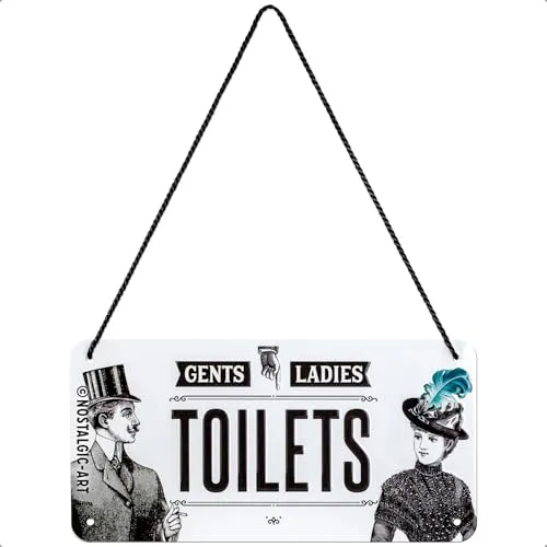 Nostalgic-Art Retro Hängeschild, 10 x 20 cm, Ladies & Gentlemen Toilets – Geschenk-Idee für die Toilette, aus Metall, Gäste WC Deko im Vintage Design, Blechschilder Sprüche