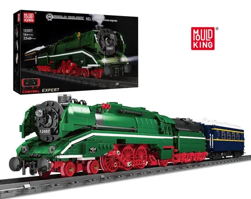 OO Mould King 12007 German Express Train - Dampflokomotive aus Klemmbausteinen - Konstruktionsspielzeug mit 2348 Teilen, batteriebetrieben und ideal für kreative Bauprojekte ab 14 Jahren.