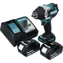 Makita DTW 700 RM Schlagschrauber 18 V - Akkuschrauber mit 700 Nm maximalem Drehmoment, bürstenlosem Motor und 2x 4,0 Ah Lithium-Ionen-Akkus für effizientes Arbeiten.