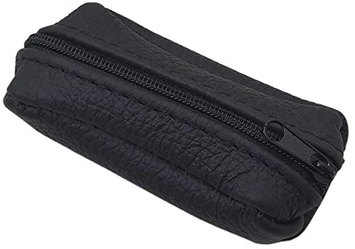Kleine Echt Leder Schlüsseltasche 1 Fach Made in EU (Schwarz)
