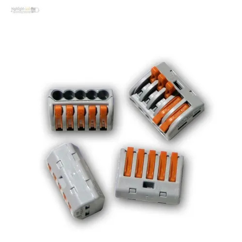 10x WAGO Steckklemmen für 5x 2,5 mm² Dosenklemmen grau LÖSBAR mit Hebel