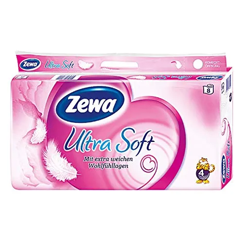 Zewa Ultra Soft Toilettenpapier 4-lagig – 8 Rollen à 150 Blatt