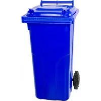 PROREGAL 2-Rad-Mülltonne MGB 120L - Blau - Haushaltszubehör: Hochwertige HDPE-Kunststoff-Mülltonne mit 120L Fassungsvermögen und mobilen Leichtlaufrädern für müheloses Schieben und Ziehen.