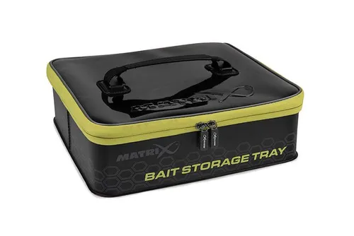 Fox Matrix Eva Bait Storage Tray - Ködereimer für Friedfischangler, ausgestattet mit 4 geformten Köderdosen und durchsichtigen Deckel für einfachen Inhaltseinblick, wasserdicht und strapazierfähig.