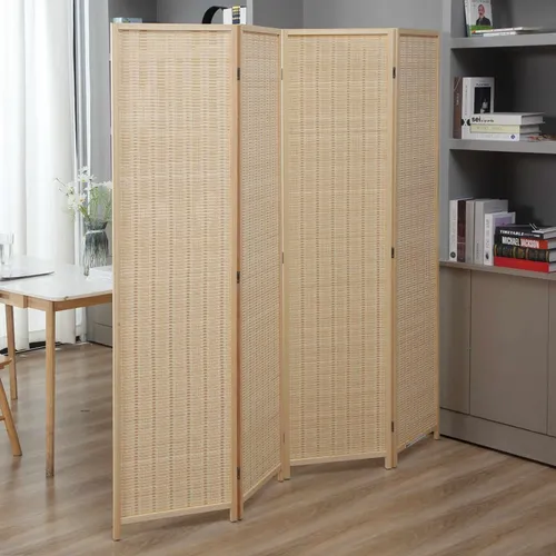 Makika Paravent Raumteiler - Flexibler Sichtschutz für jeden Raum - Paravent aus 100% Bambus, faltbar und beidseitig bedruckt. Ideal für Schlafzimmer, Wohnzimmer oder Büro. Einfacher Aufbau und platzsparend.