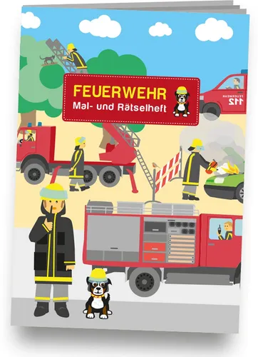 Malbuch + Rätselheft FEUERWEHR Kinder Geburtstag Mitgebsel Feuerwehrmann Party