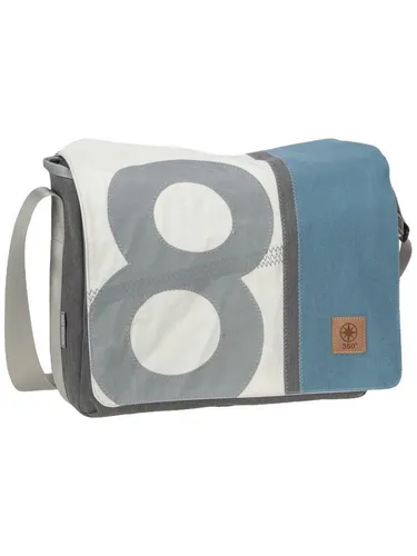 360Grad Umhängetasche Barkasse - Grau - Robuste Umhängetasche aus wasserabweisendem Segeltuch, ideal für Schule und Freizeit. Mit Klettverschluss und Laptopfach, perfekt für den täglichen Einsatz.