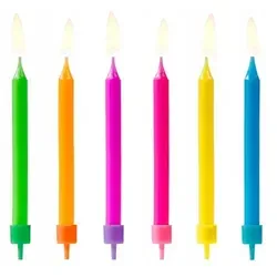 Bunte Geburtstagskerzen, 6 Stück.