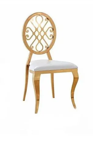 Luxus Polsterstuhl aus Edelstahl für Esszimmer - Eleganter Esszimmerstuhl mit hochwertigem Polyesterbezug und robustem Edelstahlgestell. Perfekt für stilvolle Wohnräume. Maße: 60x50x105 cm, ohne Montage erforderlich.