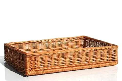 Weidenkorb geflochten 60x40x10 cm – Brötchenkorb für Bäckerei - Brotkästen – Vielseitig einsetzbar, lebensmittelecht und hygienisch, ideal für die ansprechende Präsentation von Brot und Gebäck.