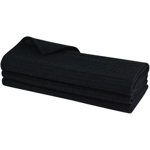 3x Geschirrtuch 100% Baumwolle Waffel-Piqué Schwarz Küchentuch Putztuch