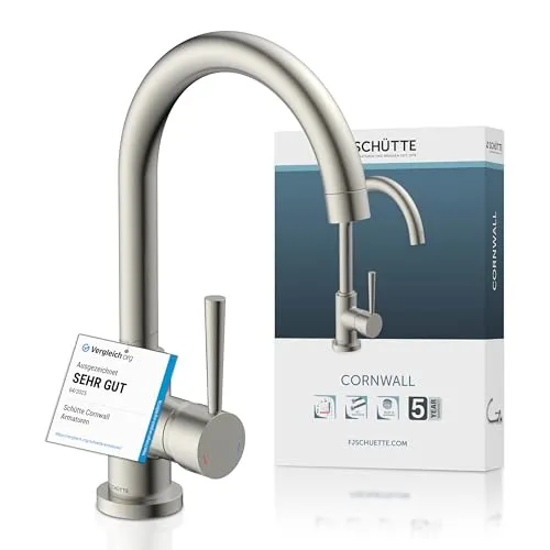 Schütte Spültischarmatur CORNWALL - Energiesparender Cold-Start, 360° schwenkbare Mischbatterie in edelstahloptik