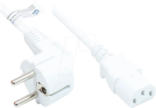 GC P0130-W025 - Netzkabel Typ E+F CEE 7/7 auf C13 , weiß, 1,00 mm², 2,5 m