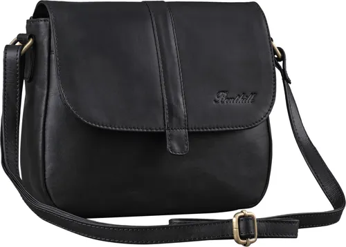 Benthill Damen Tasche aus Echt-Leder - Vintage Schultertasche in Schwarz, robust und stilvoll mit viel Stauraum