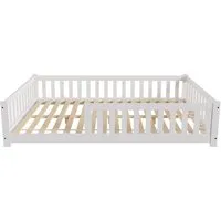 Juskys Kinderbett Naya - Modernes 140x200 cm Bett mit Rausfallschutz - Praktisches Kinderbett aus stabilem Kiefernholz mit Lattenrost, ideal für 3-10-Jährige; sicheres Design mit Rausfallschutz für sorgenfreies Schlafen und Spielen.