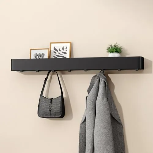 doporro Duschablage ohne Bohren, 80 cm Badezimmer Organizer - Praktische Duschablage ohne Bohren aus robustem Carbonstahl. Ideal für Badezimmer, Küche und Flur. Mit 8 Haken für zusätzlichen Stauraum. Modernes Design und einfache Montage sorgen für Ordnung und Stil.