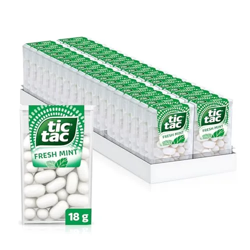 tic tac fresh mint – Erfrischende Minz-Dragees mit intensivem Minzgeschmack – Praktische Vorratspackung – Erfrischung für unterwegs und zwischendurch – Bonbons für frischen Atem – 36 x 18 g Packungen