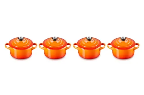 Le Creuset Mini Braeterset 10x5cm - 4x1 Set in Ofenrot - Sonstige, hochwertiges Mini Braeterset von Le Creuset, ideal für Portionen und perfekt für den Ofen oder Grill.