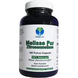 Melisse Pur Zitronenmelisse 180 Pulver Kapseln NATUR PUR. NICHT hochdosiert KEIN Extrakt OHNE Zusatzstoffe OHNE Füllstoffe.
