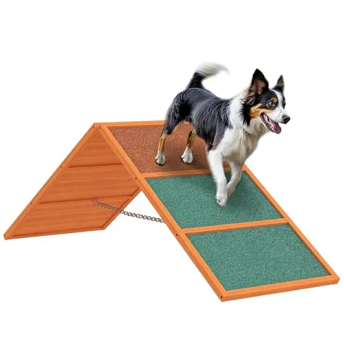 PawHut Agility-Wippe: Klappbare Agility-Ausrüstung für Hunde - Agility-Geräte für Hunde, rutschfeste Oberfläche aus Tannenholz, ideal für den Garten und fördert die Beweglichkeit und den Spaß Ihres Hundes.