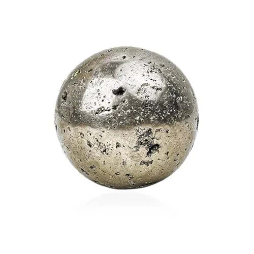 NKlaus Natürlicher Pyrit 50mm Kugelform - Edelstein für Sammler: Hochwertiger Pyrit in Kugelform, ideal für Dekoration und Energiearbeit, Durchmesser 5cm, Gewicht 275g.