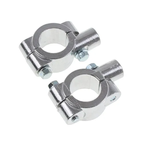 HDBUBALUS Motorrad Aluminium Lenker Spiegel Halterung Klemme (links & rechts) 25 mm Lenker, 10 mm Spiegelloch, Verstellbar, Schwarz und Chrom