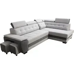 Robin Grand Ecksofa mit Schlaffunktion und Bettkasten – Silver/Anthracite - Optimales Raumwunder: Das Ecksofa mit Schlaffunktion und Bettkasten bietet Platz für Familie und Freunde. Mit verstellbaren Kopfstützen und hochwertiger Verarbeitung ist es der perfekte Komfort für Ihr Wohnzimmer.