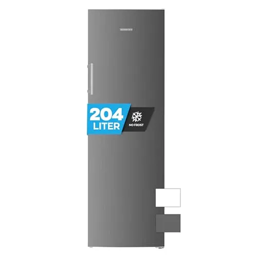 Heinrich´s Gefrierschrank 204L - No-Frost Technologie - Tiefkühler mit 204L Volumen, energieeffizient und ideal für die langfristige Lagerung von Lebensmitteln. Inox-Design für eine moderne Küche.