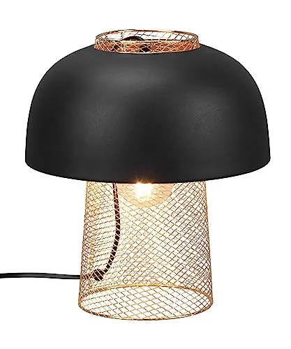 Reality Leuchten Tischleuchte Punch R50811032 - Tischlampe aus Metall in Schwarz matt und Gold, elegantes Design mit 25cm Schirmdurchmesser, ideal für stilvolle Beleuchtung in jedem Raum.