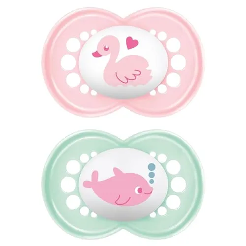 MAM Original Schnuller | 16+ Monate | Baby Schnuller | 94% Akzeptanz | stillfreundlich | von Hebammen empfohlen | zahnfreundlich | SkinSoft Silikon | Schwan/Delfin | 2 Stück