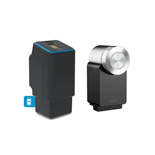 EKEY UNO 200228 Fingerprint mit Akku inkl. Nuki Smart Lock 3.0 Pro schwarz, Akkubetriebenes Nachrüst-Set für alle gängigen Türen, schwarz