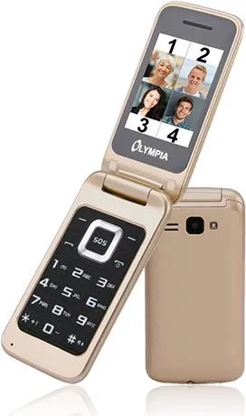 OLYMPIA Luna Gold Mobiltelefon für Senioren - Seniorenhandy mit extra großen Tasten, einfacher Bedienung und Notruftaste, ideal für Sicherheit und Komfort im Alltag.