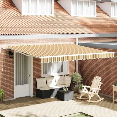 vidaXL Einziehbare Markise Mehrfarbig 400 × 300 cm - Markisen für Terrassen, Garten oder Balkon - mit einziehbarem Design für flexiblen Schatten und UV-beständigem, langlebigem Material.