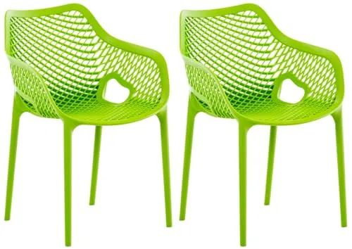 CLP XL-Bistrostühle Air - Stapelbare Kunststoffstühle in Grün - Stapelbare Stühle aus hochwertigem, wetterbeständigen Kunststoff für Innen- und Außenbereich. Pflegeleicht und platzsparend - ideal für Terrasse und Garten.