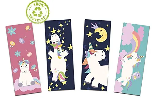 Lesezeichen Einhorn Set 4-teilig, Einschulung Geschenk, Einhornlesezeichen (Einhorn 4er-Set)