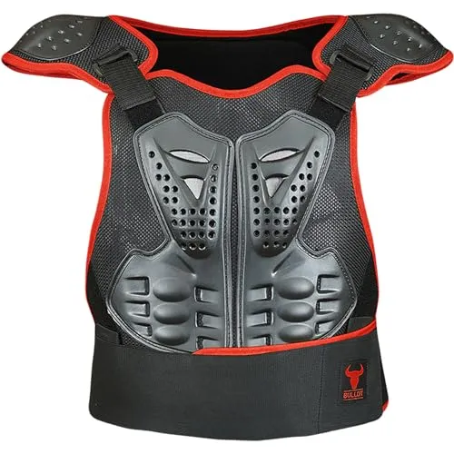 BULLDT Protektorenweste Damen & Herren für Motorrad Motocross ATV Skatebording Quad Scooter MTB Enduro Reiten Protektoren - Atmungaktiv Weste Verstellbar - Rot - 60
