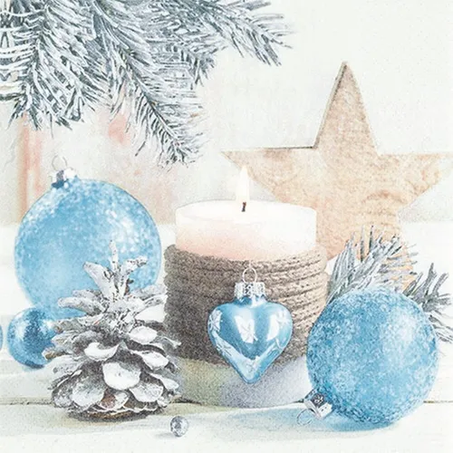 Servietten Winter Romance Weihnachten Advent Schmuck blau Tischdeko 33x33cm 20