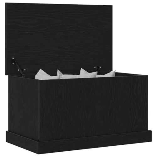 vidaXL Moderne Schwarze Eichentruhe 70 x 40 x 38 cm - Sitzbänke & -truhen – Stilvolle Stauraumlösung aus massiver Eiche mit matte Oberfläche, ideal für Schlafzimmer und Wohnzimmer, bietet viel Platz für Ordnung.