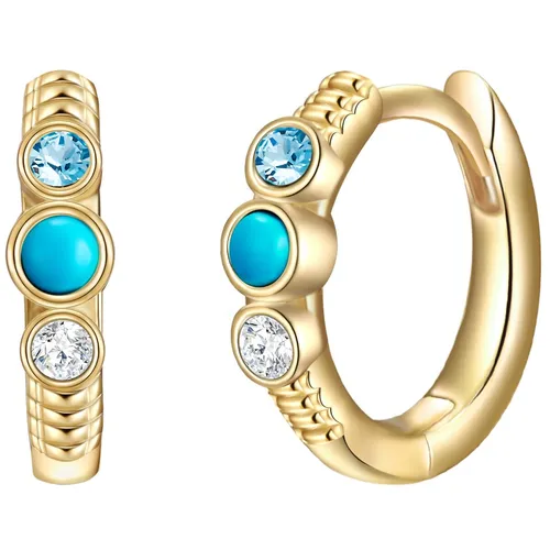 Glanzstücke München Damen Ohrringe aus 925/- Sterling Silber mit Türkis - Ohrringe für Damen im Boho-Stil, aus hochwertigem gelbvergoldetem Sterlingsilber mit Türkis und Spinell-Steinen, ideal für jeden Anlass und in attraktiver Schmuckbox verpackt – perfekt als Geschenk!