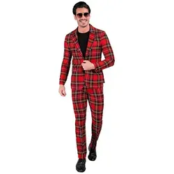 W WIDMANN MILANO Party Fashion Anzug - Kostüm-Outfits für Erwachsene, stilvolles Tartan-Muster, ideal für Karneval und Mottopartys, inklusive Jackett und Hose, perfekt für den Auftritt als Gentleman.
