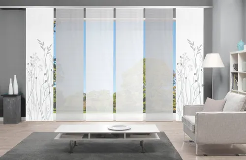 Vision S Schiebegardine GRASIL 6er SET - Blickdichte Gardinen in eleganter Bambus-Optik, ideal für Sichtschutz und Raumteilung, Pflegeleicht aus 100% Polyester, inkl. Montagezubehör.