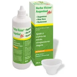HERBA-VISION Augenbad Plus 200 ml - Kontaktlinsenpflegemittel, revitalisiert müde Augen und befeuchtet empfindliche Augen mit natürlichem Hyaluronat und Aloe Vera - ideal für Computerarbeit und Kontaktlinsenträger.