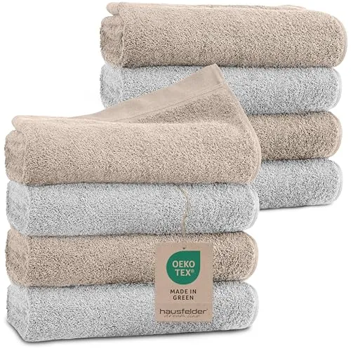 Hausfelder Handtücher Farbmix 8er Set 50x100 cm – Weiche 100% Baumwolle - Kuschelige Handtücher für den täglichen Einsatz: Saugstark und langlebig, bleiben auch nach vielen Wäschen formstabil. Ideal für jedes Badezimmer, perfekt in der Größe 50 x 100 cm und im praktischen 8er Set!