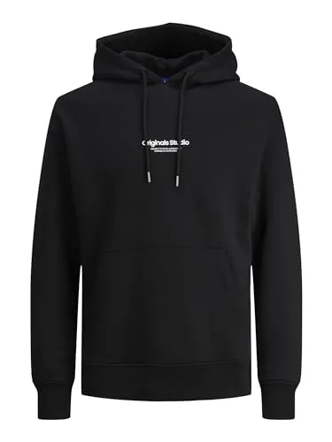 JACK & JONES Herren Hoodie JORVESTERBRO - Relaxed Fit in Black - Kapuzenpullover für Herren, modischer Relaxed Fit aus 70% Baumwolle, ideal für lässige Anlässe und perfekt kombinierbar mit Jeans.