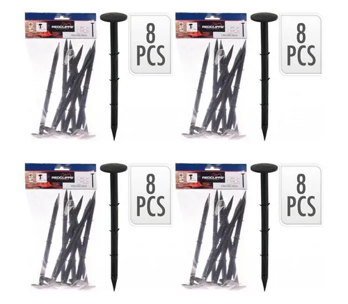 Redcliffs Zelthering 4 x Zelthering Zeltstäbchen 8er-Set Schwarz 20cm, (32-St)